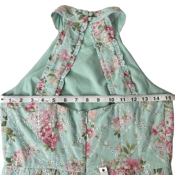 New Women’s Eliza J Floral Halter Mini Tiered Dress Size 2 - Picture 10 of 12